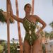 Women's Halter Neck Backless Geometric Print One Piece Swimsuit 2026 New European American Style Sexy Summer Swimwear_ecoleips.com