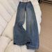 Retro High Waist Wide Leg Jeans For Women Sparkly Rhinestone Embellished Loose Straight Denim Floor Length Casual Solid_ecoleips.com