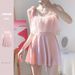 Aria Basics Sweet Pink Gauze Mini Dress Slimming Tummy Control Small Chest Conservative Girl One-Piece Swimsuit Summer Hot Spring_ecoleips.com