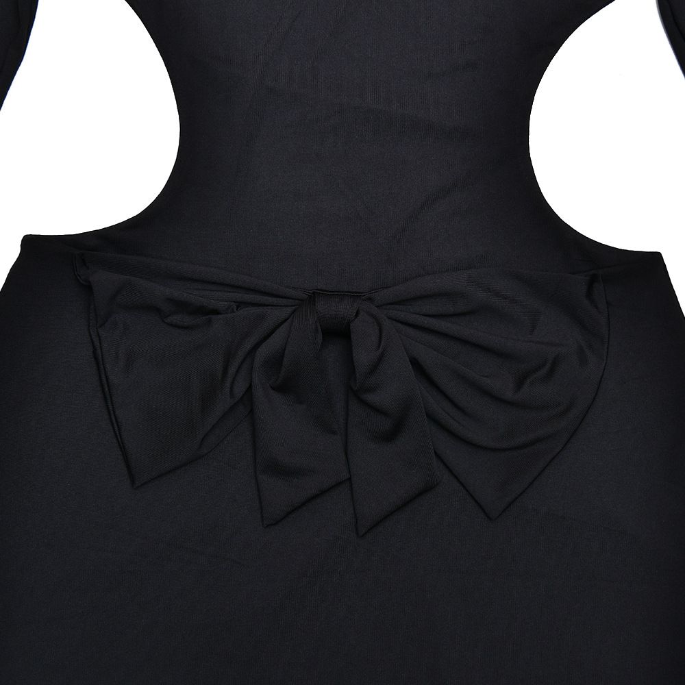 Absobe Backless Bow Long Sleeve Sexy Maxi Dress Women Gown Elegant O Neck High Waist Bodycon Club Party Split Long Dress_ecoleips.com