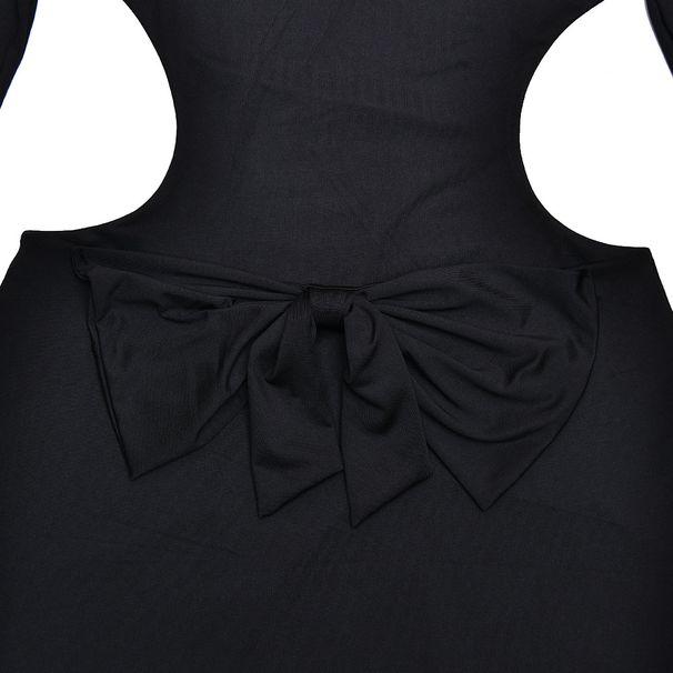 Absobe Backless Bow Long Sleeve Sexy Maxi Dress Women Gown Elegant O Neck High Waist Bodycon Club Party Split Long Dress_ecoleips.com