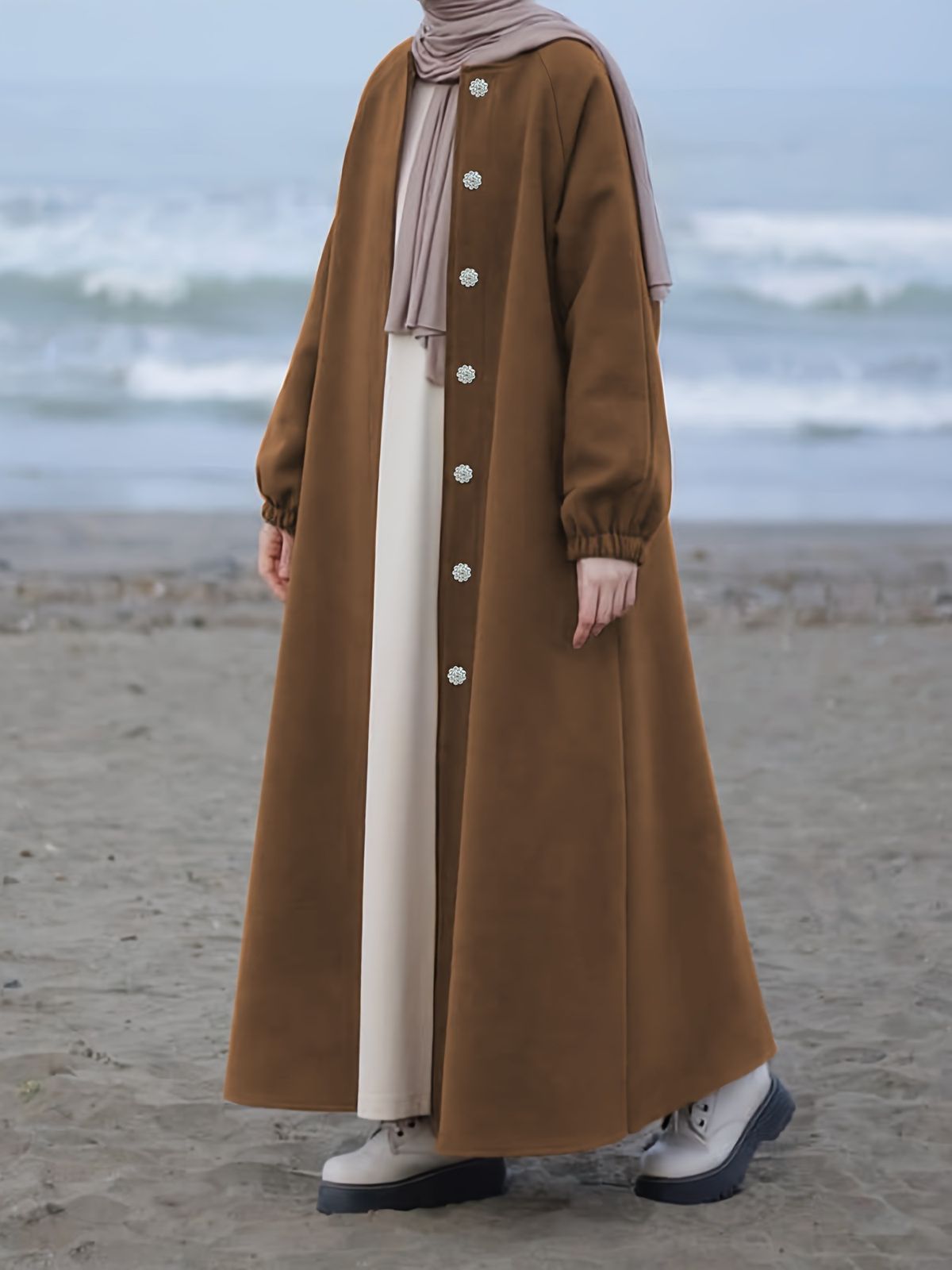 Women's Clothing Autumn And Winter New Solid Color Fashion Temperament Coat Long Cardigan Loose Coat_ecoleips.com