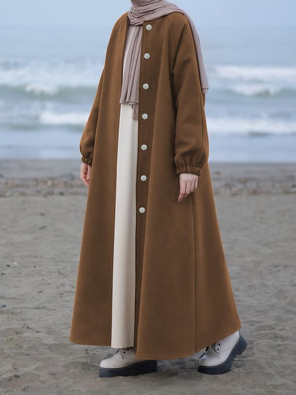Women's Clothing Autumn And Winter New Solid Color Fashion Temperament Coat Long Cardigan Loose Coat_ecoleips.com