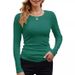 Women's Clothing Basic Round Neck Long Sleeve T-Shirt 2026 New Style Solid Color Ribbed Rayon_ecoleips.com