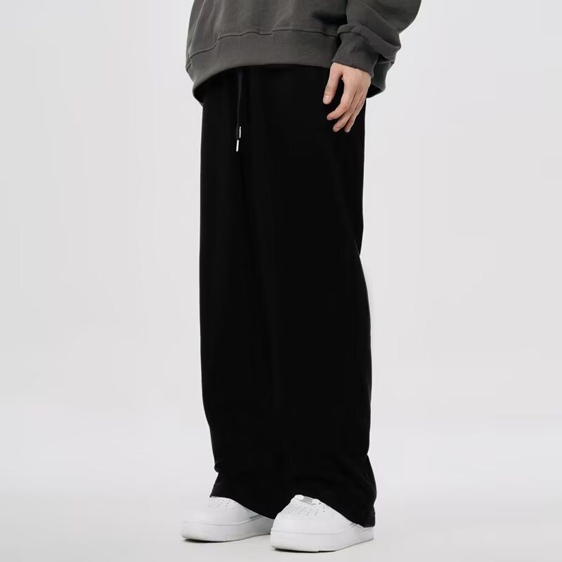 Women's Clothing White Sweatpants Loose Drape Straight Trousers Wide Leg Trousers Sports Trousers_ecoleips.com