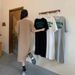 Popular Simple English Printed Short-sleeved Women Maternity Dress Summer Loose Round Neck Home Wear_ecoleips.com