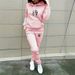 Women's Camellia Pattern Long Sleeve Hooded Sweatshirt And Slim Fit Sports Pants Set Simple Print Fashionable Casual Outfit_ecoleips.com