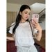 Lace Embroidered Short Sleeve Top Women's Summer Crew Neck T-Shirt_ecoleips.com