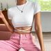 Voya Women's 2026 New European And American Spring/Summer Fashion Versatile Ultra Short Open Umbilical Short Sports T-shirt Top_ecoleips.com