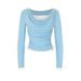AD881 Two-Piece Long-Sleeve T-Shirt, New Fall 2025 Base Layer, Solid Color, Swing Collar, Slim Fit Top_ecoleips.com