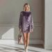 2025 Autumn Winter Light Luxury Solid Color Round Neck Korean Velvet High-End Feel Dress Short Skirt_ecoleips.com
