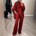Women's Clothing Solid Color V Neck Single Breasted Slim Fitting Knitted Sweater Two Piece Set_ecoleips.com