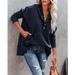 Women's V Neck Hooded Sweatshirt Multi Color Bat Sleeve Loose Threaded Splicing Top Style Autumn Winter New_ecoleips.com