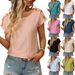Women's Clothing Solid Color Round Neck Button Short Sleeved T-Shirt Spring Summer New Style American Hollow Top_ecoleips.com