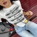 Women's Casual Loose Summer Knit Top Motorcycle Print off Shoulder T-Shirt European American Style Streetwear Short Sleeved Sexy Clothing_ecoleips.com