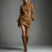 Elegant Retro Suede-Like Short Dress With High Neck & Long Sleeves – Women's Vintage-Inspired Fall/Winter Mini Dress (Brown/Black/Army Green)_ecoleips.com