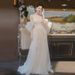 Elegant Off-Shoulder Bridal Gown For Wedding & Banquet - Lightweight Champagne Dress With Empire Waist_ecoleips.com