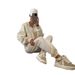 Casual European And American Women's Suit Solid Color Long-sleeved Zipper Hoodie Elastic Lace-up Pants Two-piece Set_ecoleips.com