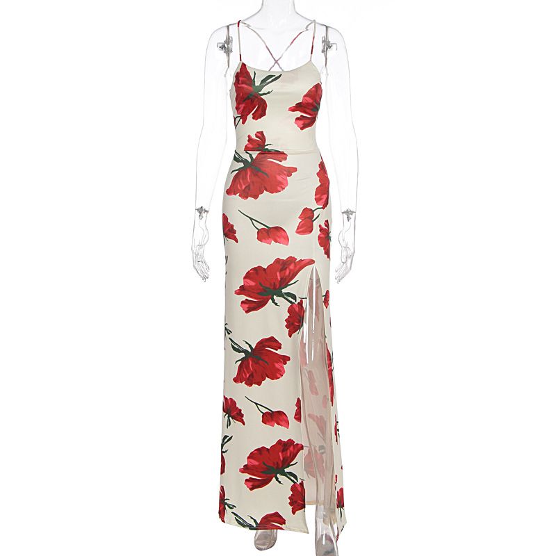 New Women Fashion Long Dress Stylish Printed Sleeveless Spaghetti Strap Elegant Casual Daily Wear Outdoor Vacation Summer Dress_ecoleips.com