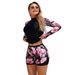 Women's Two Piece Tankini Swimsuit Long Sleeve Export Swimwear Patchwork Double Layer Waistband Printed_ecoleips.com