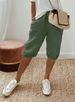 Women's Cotton And Linen Pocket Elastic Casual Pants Women's Pants Shorts_ecoleips.com