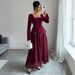 Voya Recommend! Women's Elegant And Simple Long Sleeved High-end Long Skirt Dress, Autumn And Winter Elegant And Fashionable Long Skirt_ecoleips.com