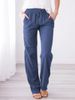 Suitable For All Seasons Spring Summer Women's Solid Color Cotton Linen Drawstring Loose Casual Wide-Leg Pants_ecoleips.com