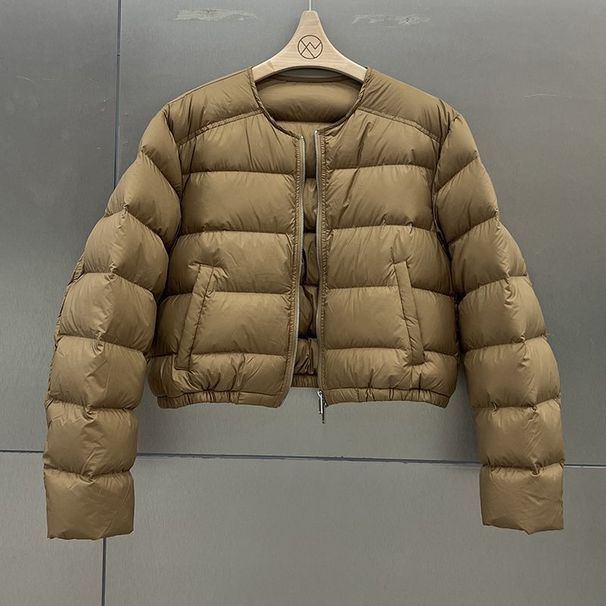 "Korean-Style Short Padded Jacket For Women – Slim-Fit Lightweight Coat With Round Neck (Multiple Colors, S-XL)"_ecoleips.com