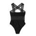 Happybuyner One-piece Swimsuit Cross Shoulder Straps Beachwear Lady Swimwear Summer Bathing Suit Bather_ecoleips.com