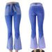 Women’s Clothing High Waist Two Color Splicing Belt High Quality Spot Women's Denim Flared Pants_ecoleips.com