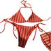 Women's Sexy Bikini Set With Tie-Front Cover-Up – Striped 3-Piece Swimsuit For Beach & Pool – Quick-Dry & Adjustable_ecoleips.com