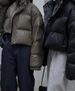 Women's PU Leather Puffer Jacket Winter Cozy Oversized Short Down Coat Fashionable Streetwear_ecoleips.com
