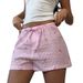Sexy Pink Shorts Summer Holiday Style Beach Pants Polyester Wide Leg Hot Pants Women_ecoleips.com