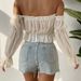 Women's Clothing Women's Spring And Summer Sexy One Line Collar Off Shoulder Ruffled See Through Chiffon Pleated Shirt_ecoleips.com