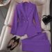 Women's Red Blazer Suit Set Spring Professional Office Wear Slim Fit Double Breasted Jacket Ith Pants For Petite & Regular Sizes_ecoleips.com