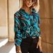 Baroque Print Blouse – Long Sleeve Button-Down Shirt With Digital Floral & Chain Motifs (S-2XL, Polyester, Relaxed Fit For Office & Casual)_ecoleips.com