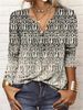 Women's Clothing Women's Loose Long Sleeve T-Shirt Floral V Neck Base Layer Top For Autumn/Winter For Formal & Casual For Women_ecoleips.com