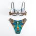 Women's Clothing Printed Steel Plate Gathered Split Swimsuit Triangle Backless Sexy Beach Bikini_ecoleips.com