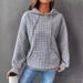Women's Clothing A White Ink Print Pullover Hooded Long Sleeved Splicing Waffle Sweatshirt_ecoleips.com