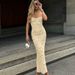 European And American Women's Fashion 2026 Summer Best-Seller Sexy Lace Patchwork Strapless Backless Long Slim-Fit_ecoleips.com