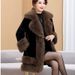 Women’s Clothing autumn and winter fashion temperament new v neck fur coat medium length slim young big fur collar coat_ecoleips.com