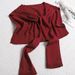 Korean Style Striped Knit Sweater Set - Contrast Color Short Sleeve Top & Shawl_ecoleips.com