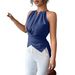 2026 European And American Hot Girl Style Halter Neck Sleeveless Slim Fit Solid Color Cross Casual_ecoleips.com