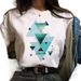 Women's Simple New Style Geometric Pattern Short Sleeve Top For Summer_ecoleips.com
