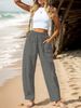 Suitable For All Seasons Clothing 2024 Women's Cotton Linen Casual Vacation Style Elastic Waist Banana Cargo Pants_ecoleips.com