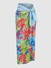 Women's Clothing Split Flower Bikini Tropical Print Beach Skirt Two Piece_ecoleips.com