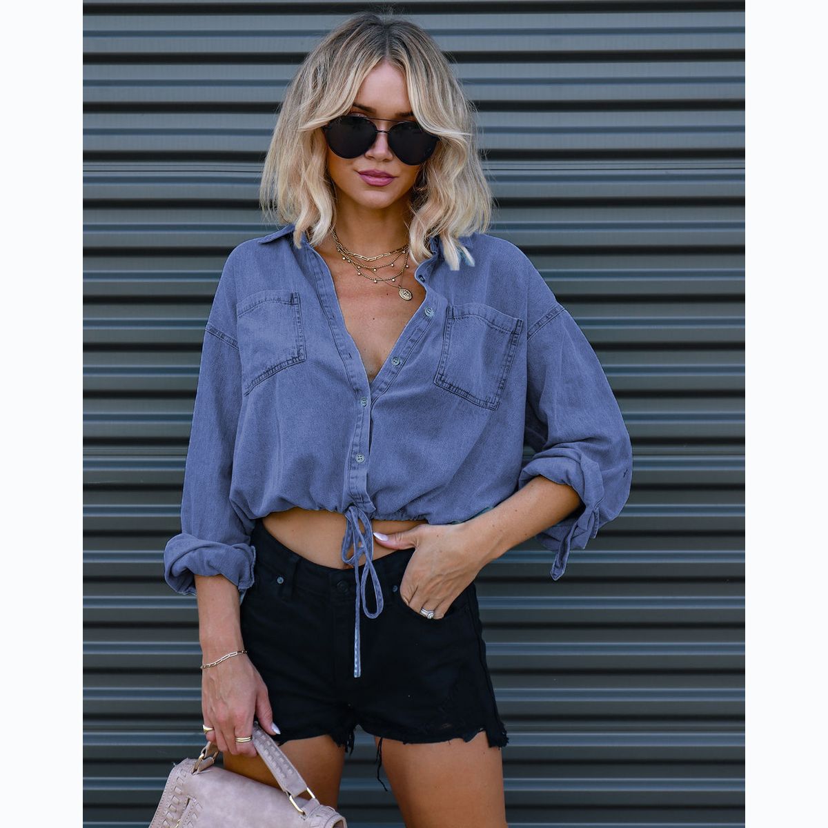 Women's Clothing Winter New Fashion Casual Versatile Double Pocket Loose Shirt_ecoleips.com