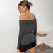 Voya Women's New Sexy One Collar Waist Cinching Temperament Casual Long Sleeved Women's T-shirt Top_ecoleips.com