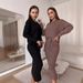 2025 Fall/Winter New European American Style Knit Set For Women: Soft Core-Spun Yarn Sweater With Slit And Tie-Waist_ecoleips.com