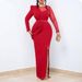 's New 2024 Spring Solid Color Round-neck Pleated Mesh Splicing Long-sleeve European And American Plus-size_ecoleips.com